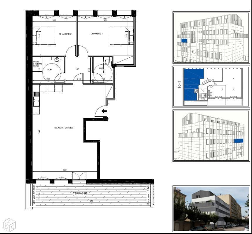 Appartement T3 terrasse parking neuf