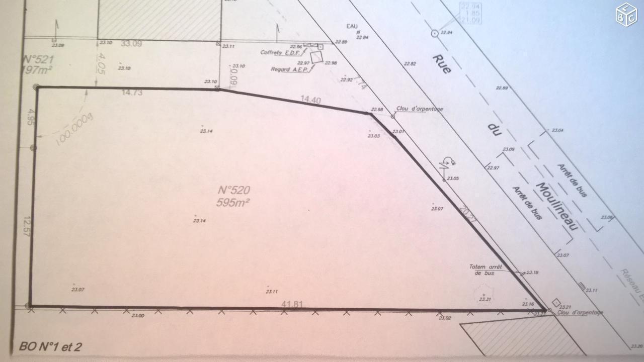 Terrain a batir 595 m2