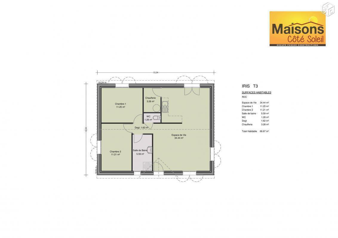 Maison 3 pièces 68 m²