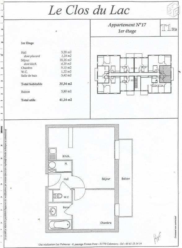 Loue appartement t2 36M2 avec balcon