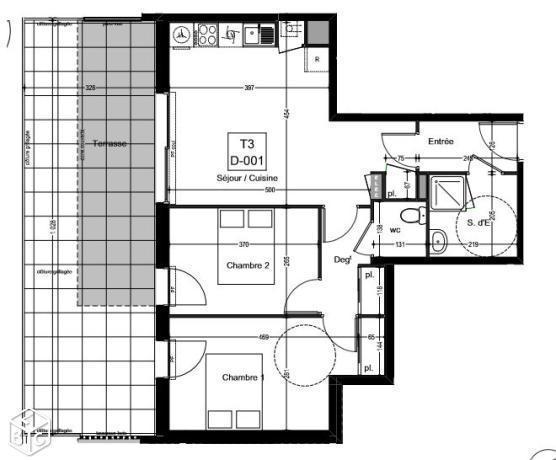 Appartement T3 neuf avec terrasse