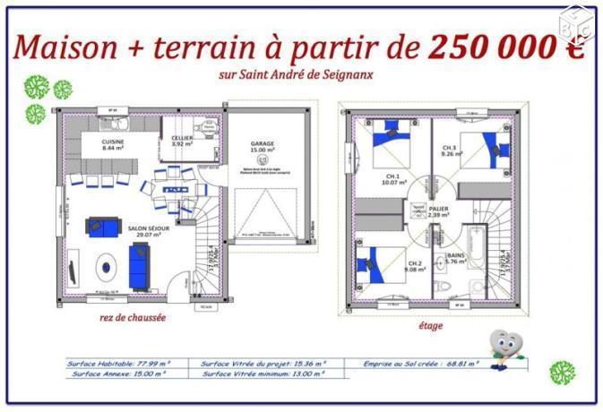 Terrain 1 240 m² Saint Andre De Seignanx
