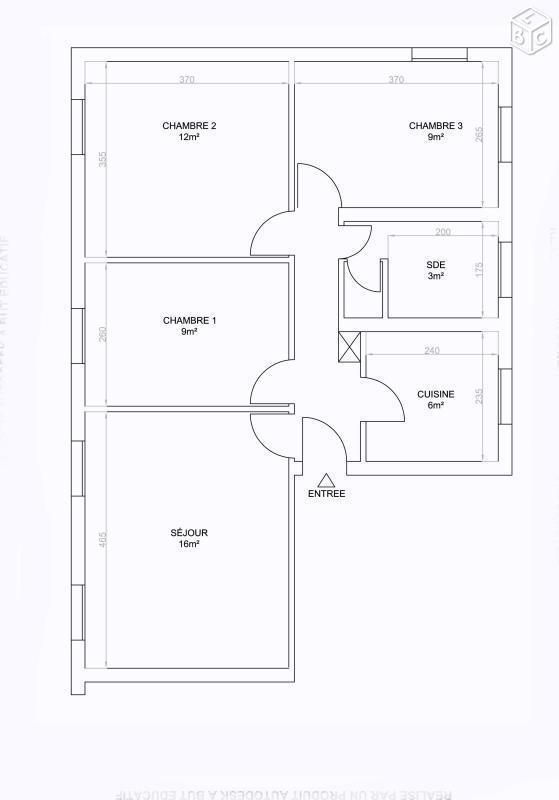 Appartement 3 pieces - 400 m rer c