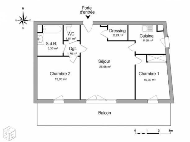 Appartement 3 pièces 66 m²