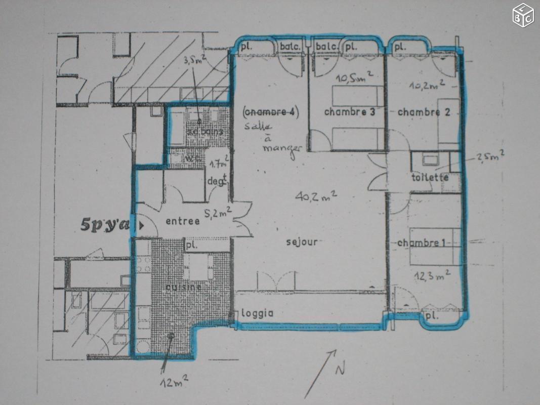 Appartement 100 m² -  limite Rueil