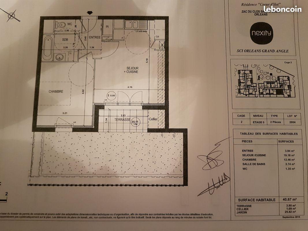 Appartement F2 neuf terrasse jardin clos ste croix