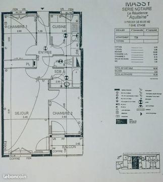 Appartement - 3 pièces - 60m² -  Atlantis