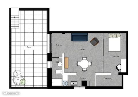 Appartement T2 avec grande terrasse