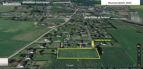 Terrain constructible a Plounevez Quintin 22110