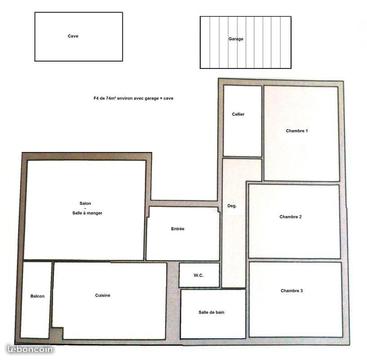 Appartement F4 de 74 m² avec cave + box (garage)